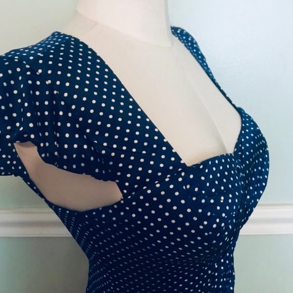 GUESS | Mary Stella boho blue polka dot mini dress - Picture 5 of 16